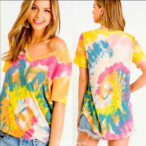 Must-Have💛Toe-dye print super soft v-neck2wearout